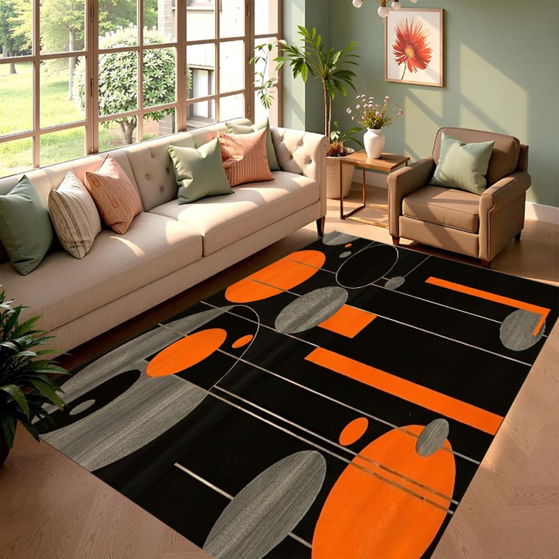 Esports Gaming Hotel - Tapis géométrique noir et orange pour