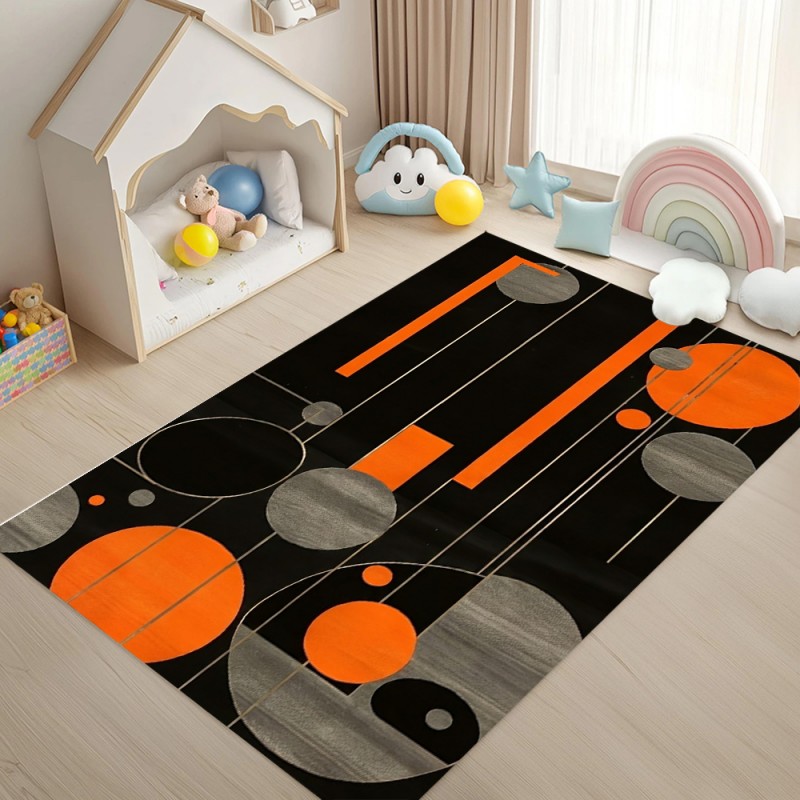 Tapis géométrique noir et oran - Esports Gaming Hotel avis et prix